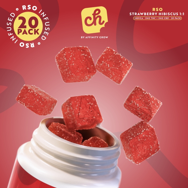 RSO Strawberry Hibiscus 1:1 CBD Gummies (20 x 5mg)